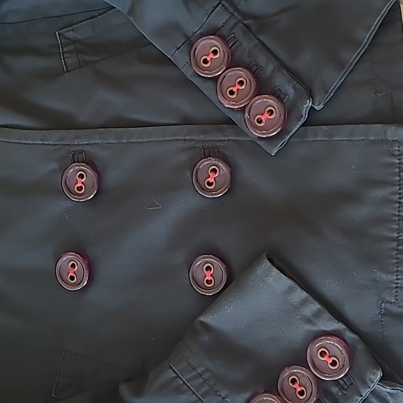 MARC JACOBS Puff-Sleeve Oversize Statement Button Black Cotton Canvas Pea Coat M - Picture 9 of 10